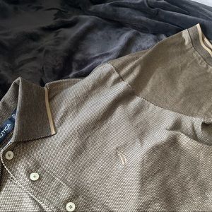 Vintage Nautica Sailing Golfing Polo Dope Gold Color with Embroidered Logo